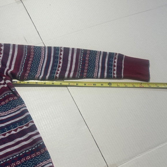 Eddie Bauer Striped quarter Half-Zip Fair Isle Sweater matron  white blue design - Picture 3 of 7